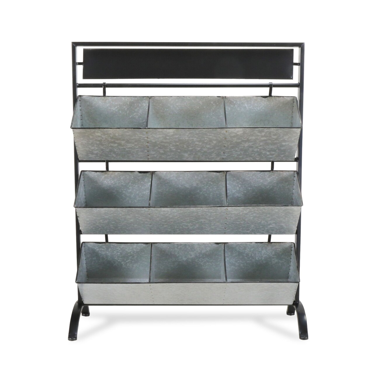 Contemporary Home Living 40.5" Black and Gray Shelf Storage Decor Piece with Chalkboard